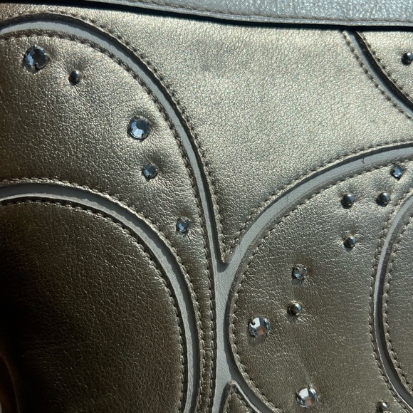 Coach Gold Tote Rhinestone Studded Shoulder Bag - Picture 13 of 13